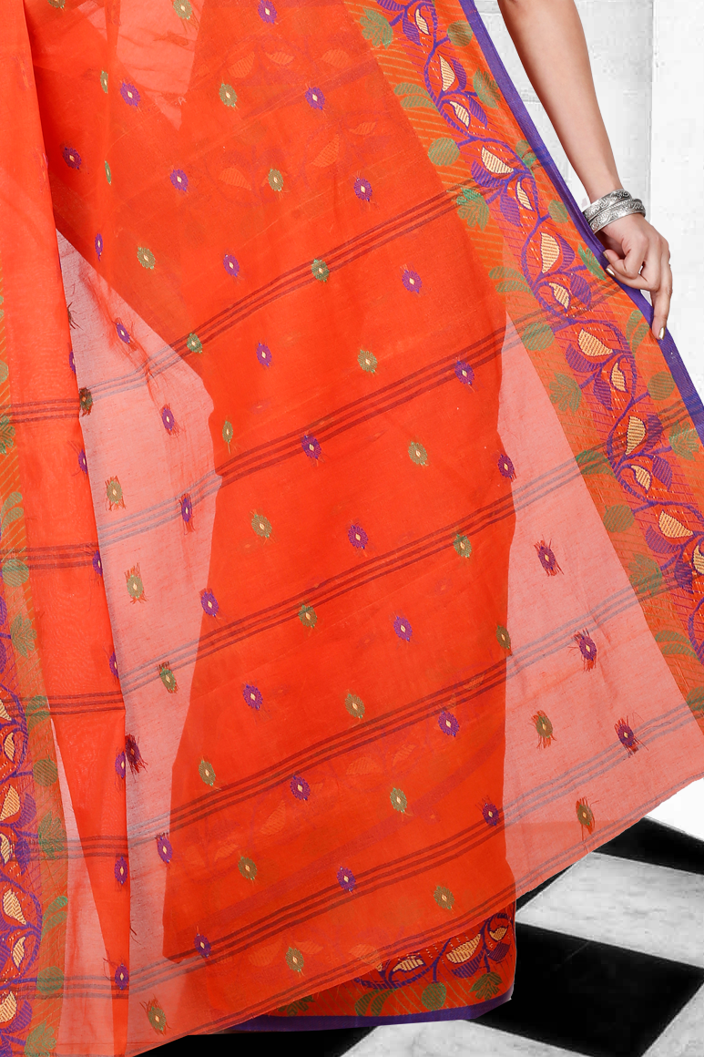 Orange Pure Cotton Govindi Tant Saree (937)