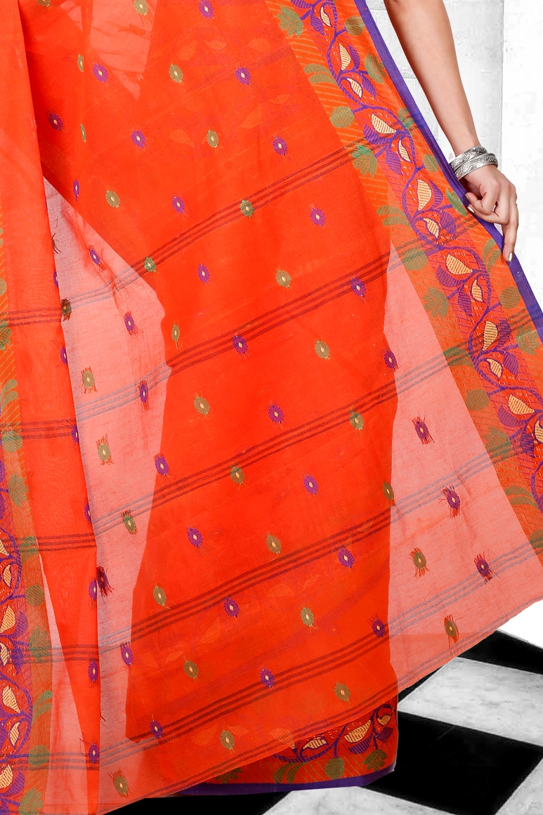 Orange Pure Cotton Govindi Tant Saree (937)