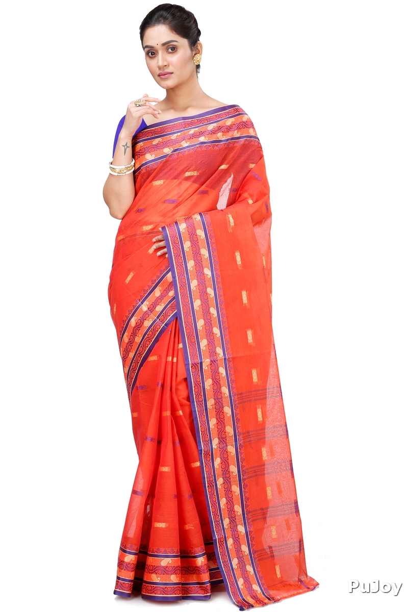 Orange Pure Cotton Gayatri Tant Saree (941)