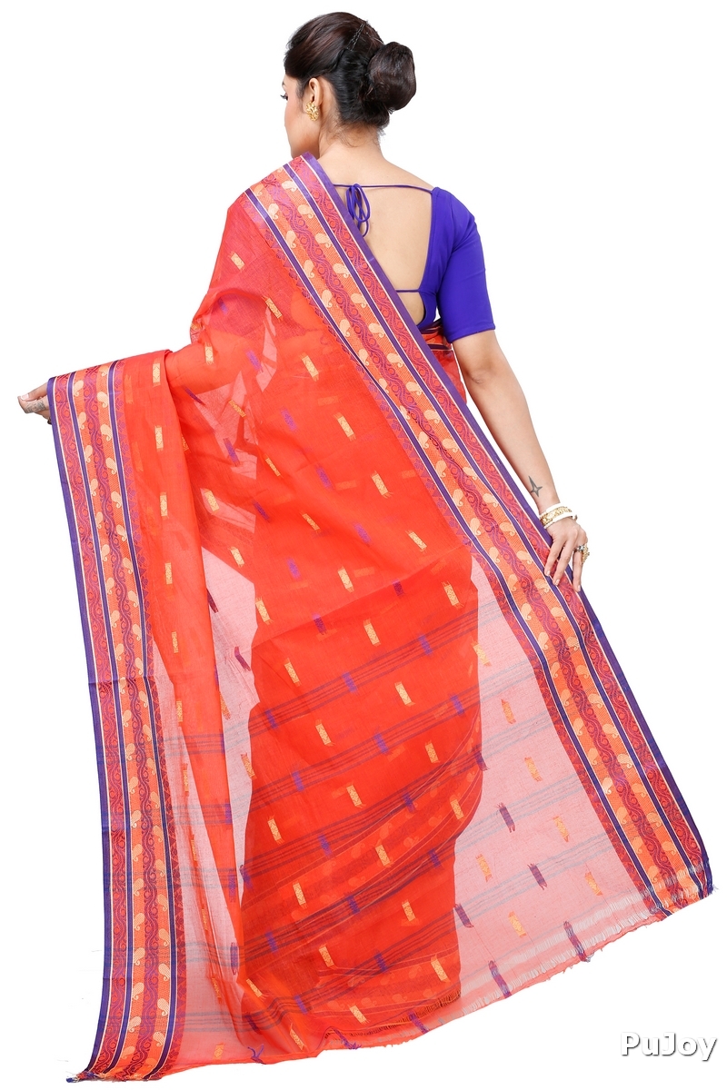 Orange Pure Cotton Gayatri Tant Saree (941)