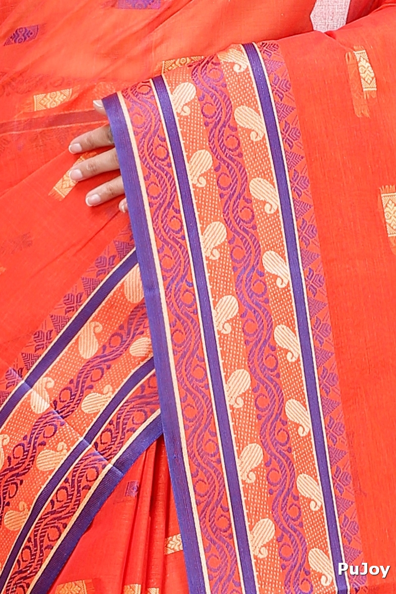 Orange Pure Cotton Gayatri Tant Saree (941)