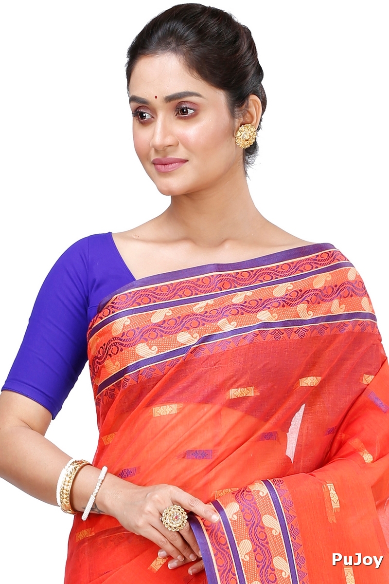Orange Pure Cotton Gayatri Tant Saree (941)