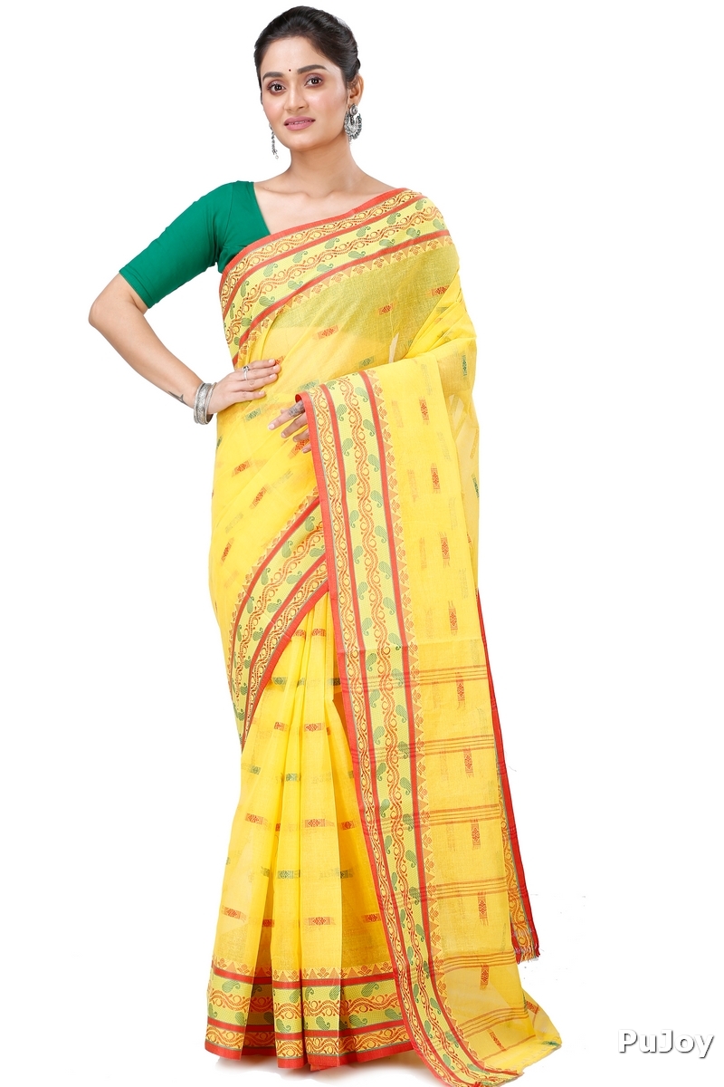 Yellow Pure Cotton Gayatri Tant Saree (944)