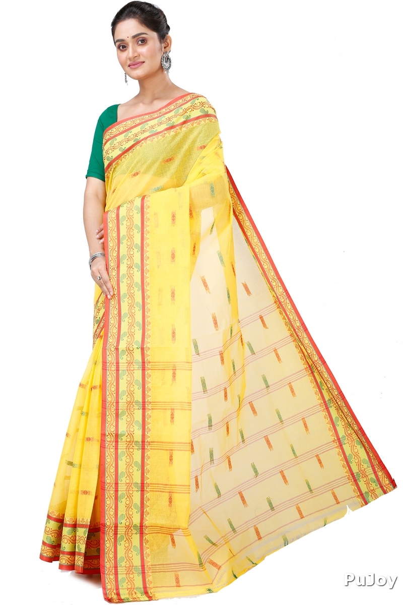 Yellow Pure Cotton Gayatri Tant Saree (944)
