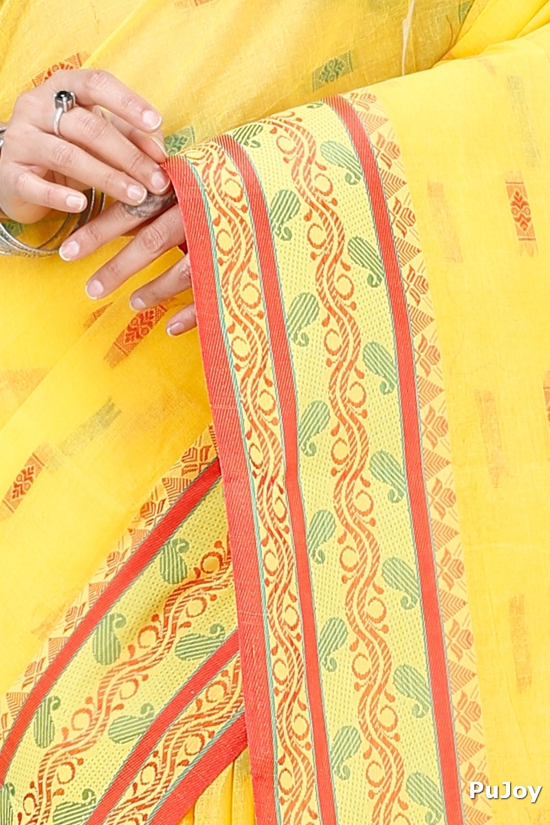 Yellow Pure Cotton Gayatri Tant Saree (944)