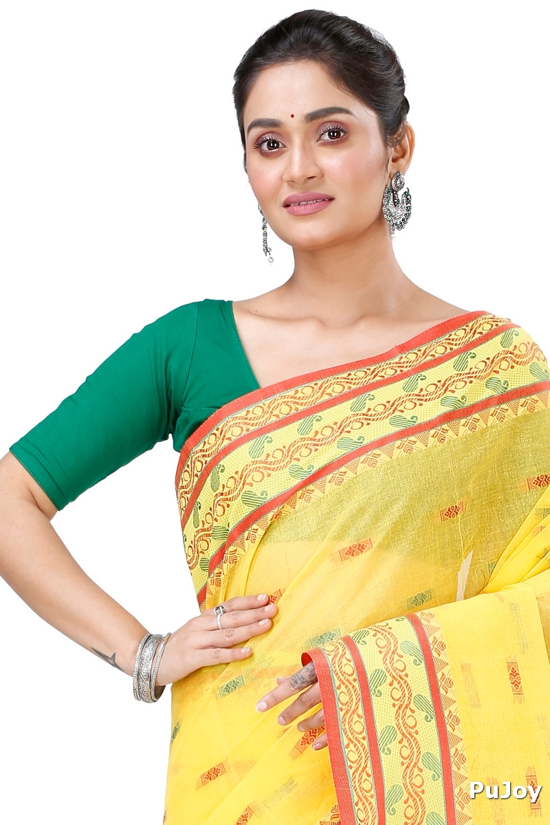 Yellow Pure Cotton Gayatri Tant Saree (944)
