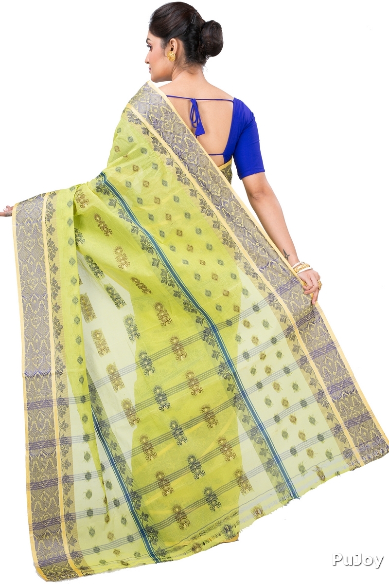Olive Green Pure Cotton Ghusoon Tant Saree (946)