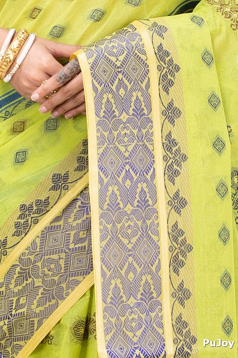 Olive Green Pure Cotton Ghusoon Tant Saree (946)