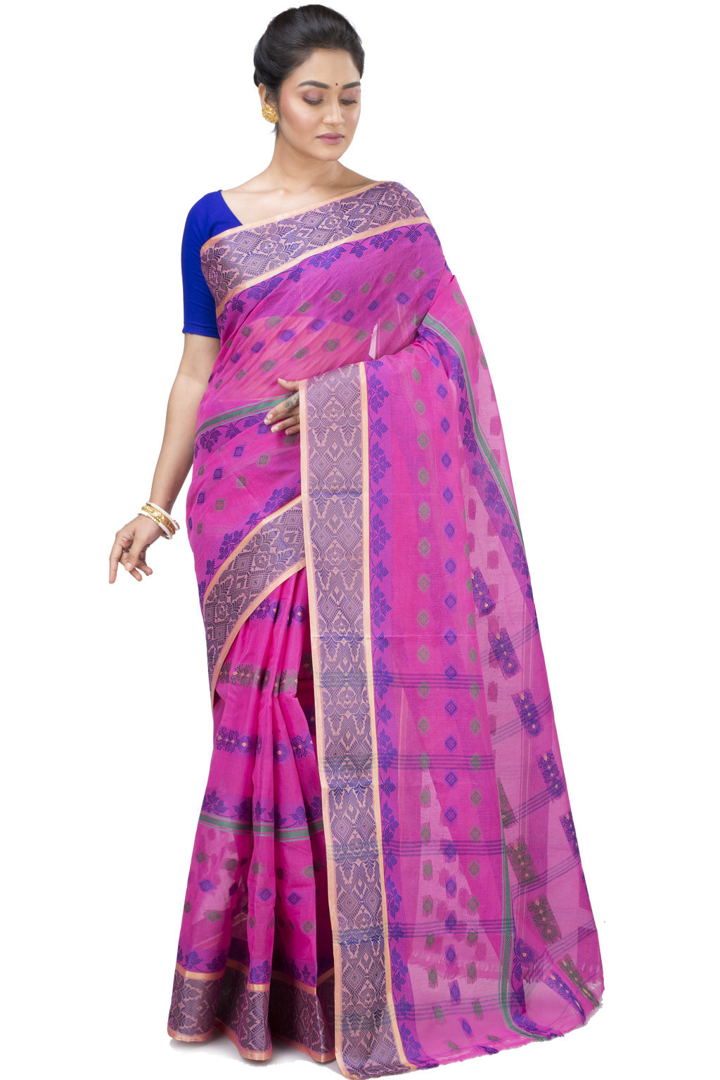 Pink Pure Cotton Ghusoon Tant Saree (947)