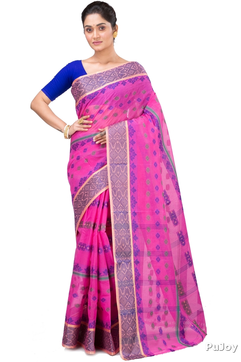 Pink Pure Cotton Ghusoon Tant Saree (947)