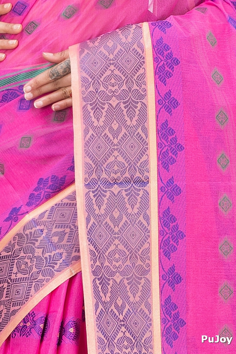 Pink Pure Cotton Ghusoon Tant Saree (947)