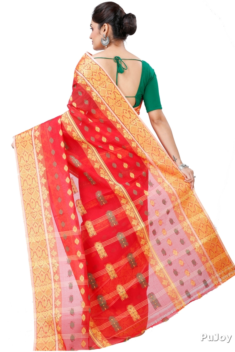 Red Pure Cotton Ghusoon Tant Saree (948)