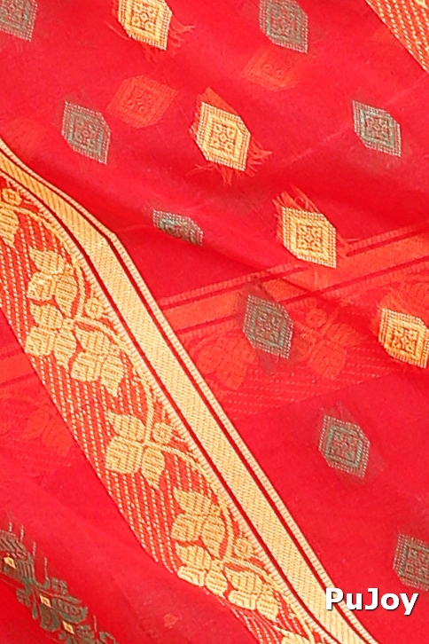 Red Pure Cotton Ghusoon Tant Saree (948)