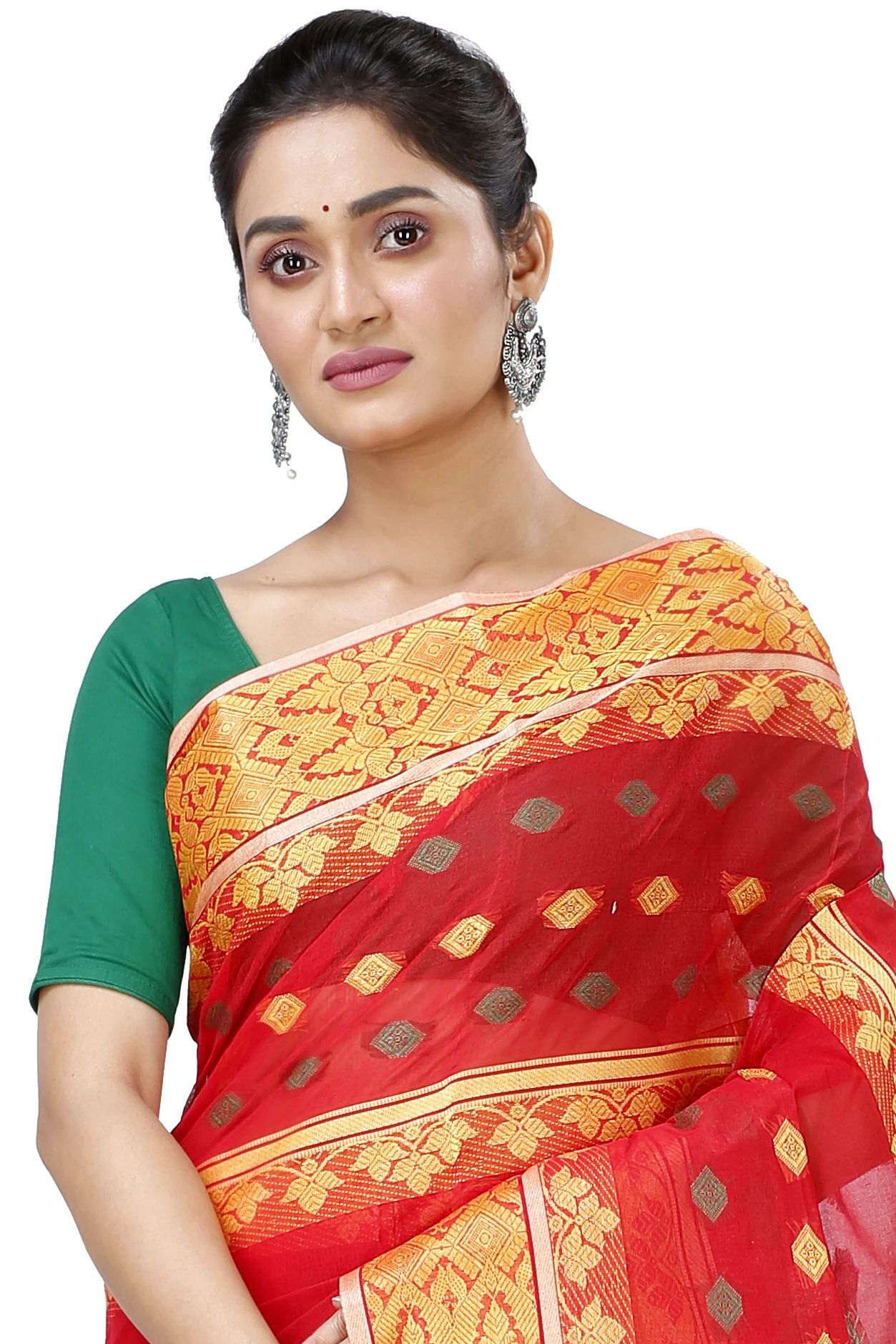 Red Pure Cotton Ghusoon Tant Saree (948)