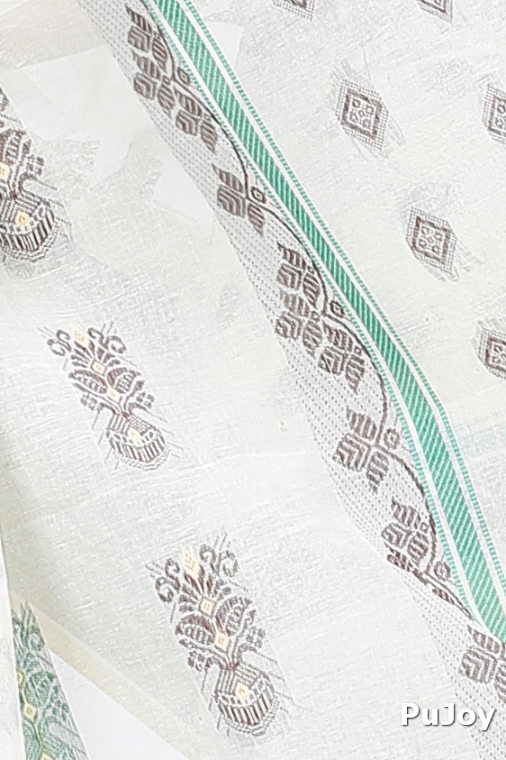 White Pure Cotton Ghusoon Tant Saree (949)