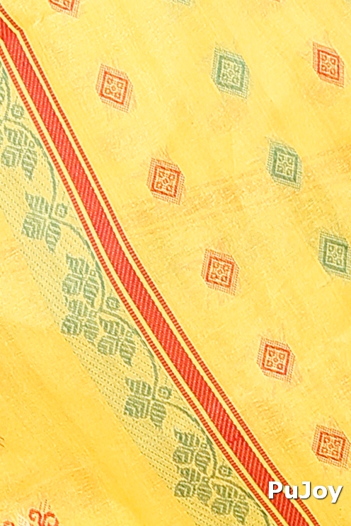 Yellow Pure Cotton Ghusoon Tant Saree (950)