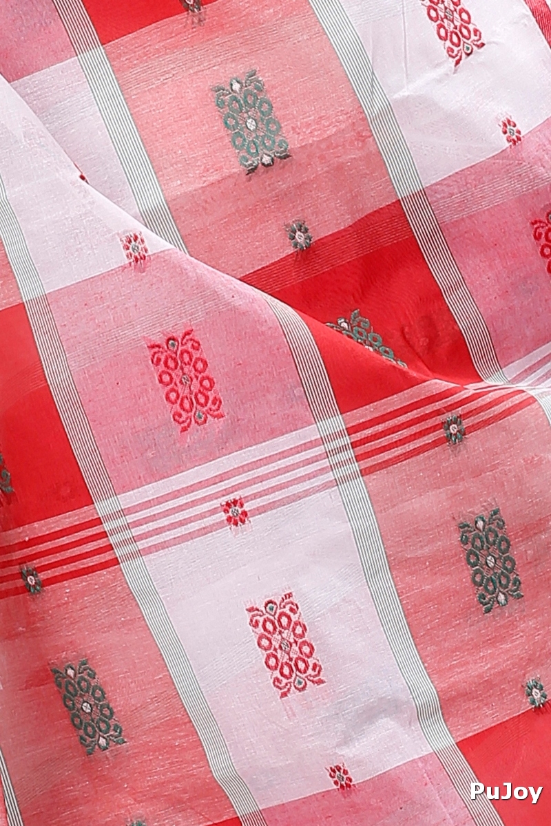 White Pure Cotton RajSahi Tant Saree (957)