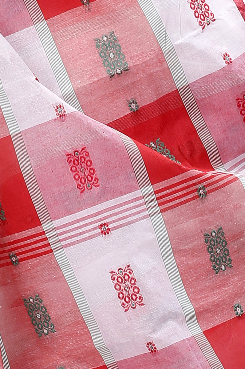 White Pure Cotton RajSahi Tant Saree (957)