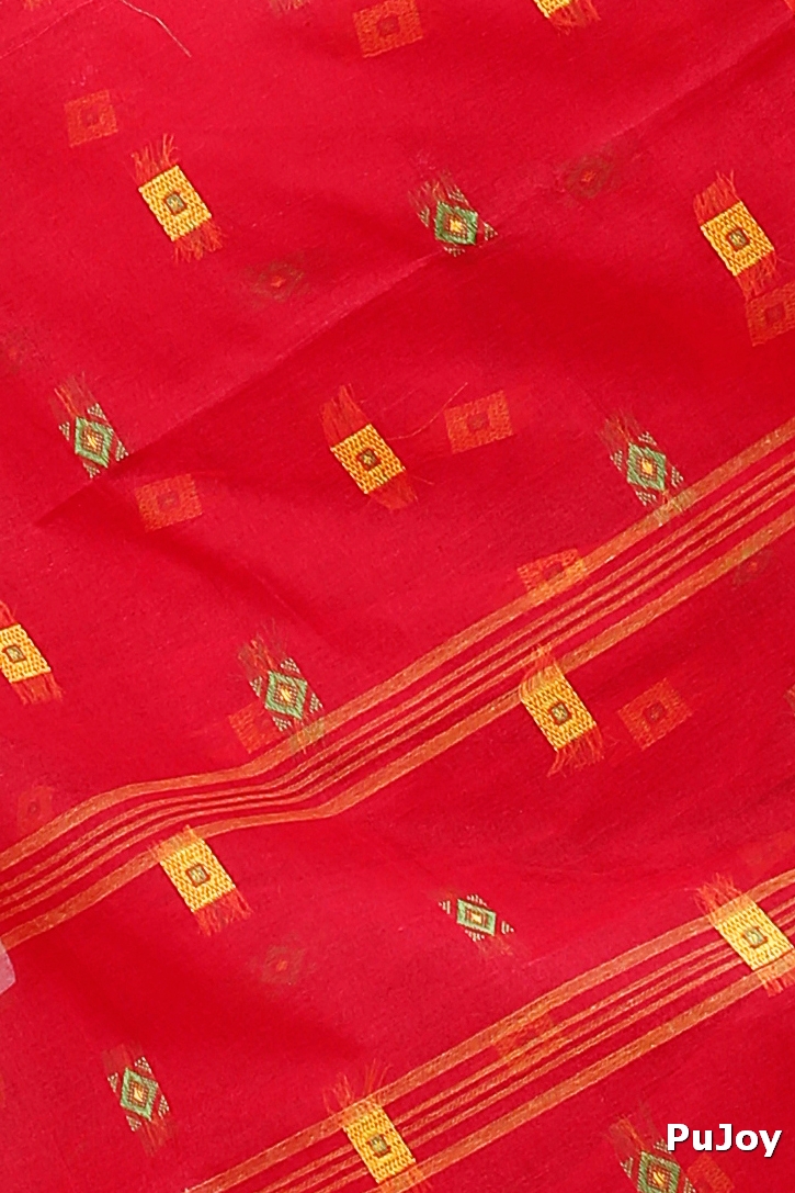 Red Pure Cotton Ramala Tant Saree (958)