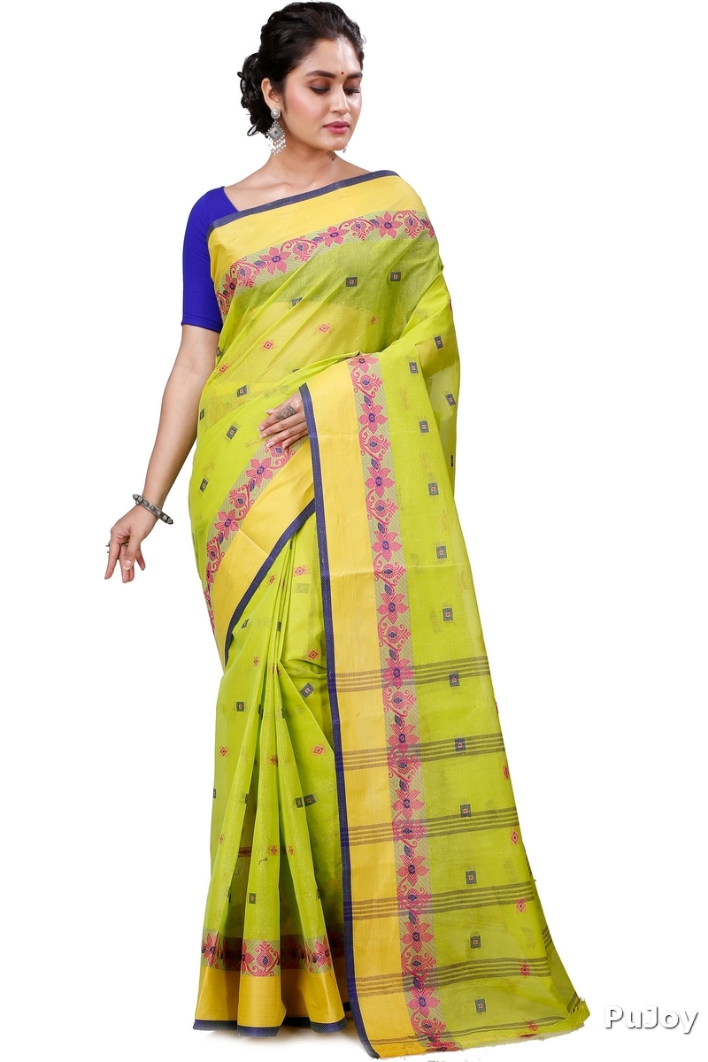 Olive Green Pure Cotton Ramala Tant Saree (959)