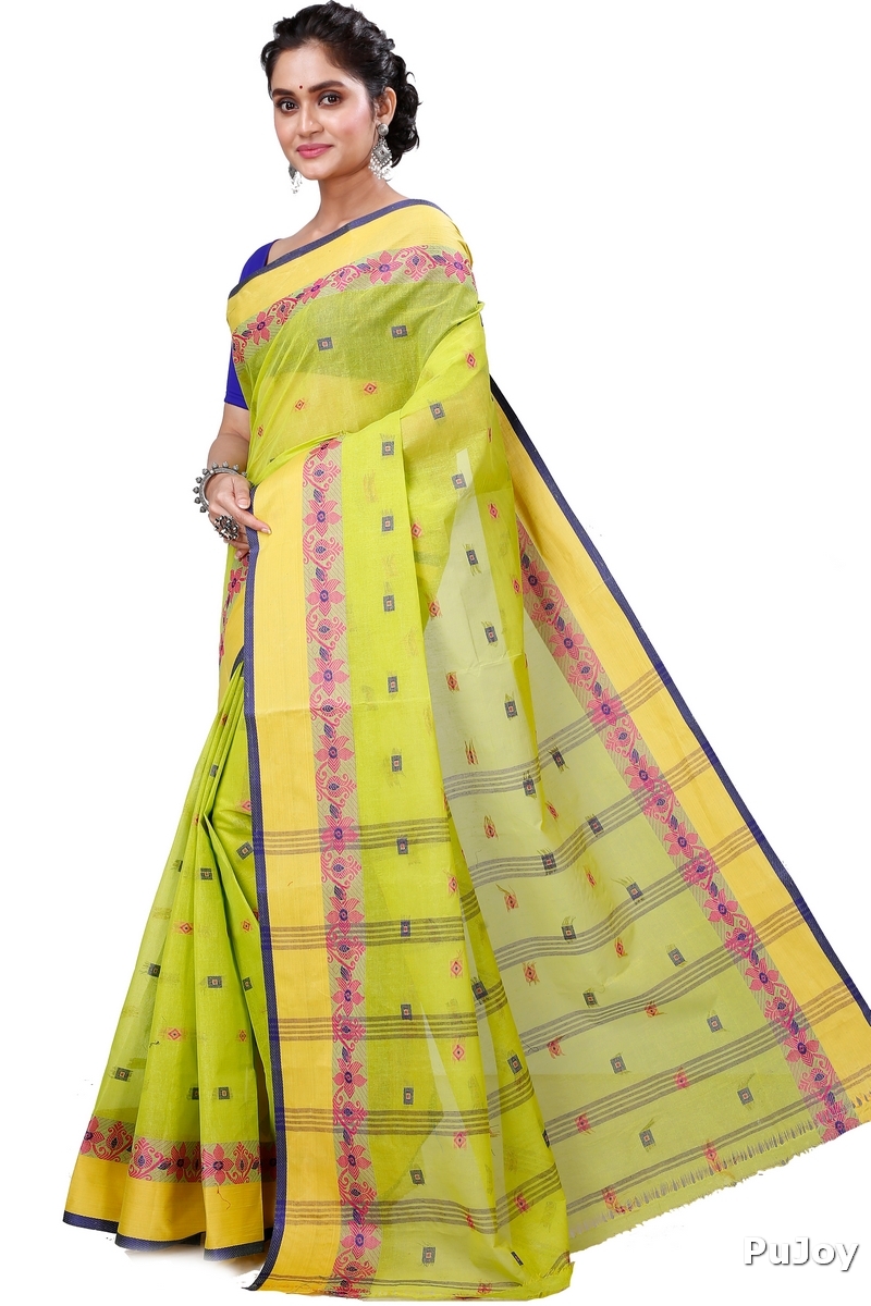 Olive Green Pure Cotton Ramala Tant Saree (959)
