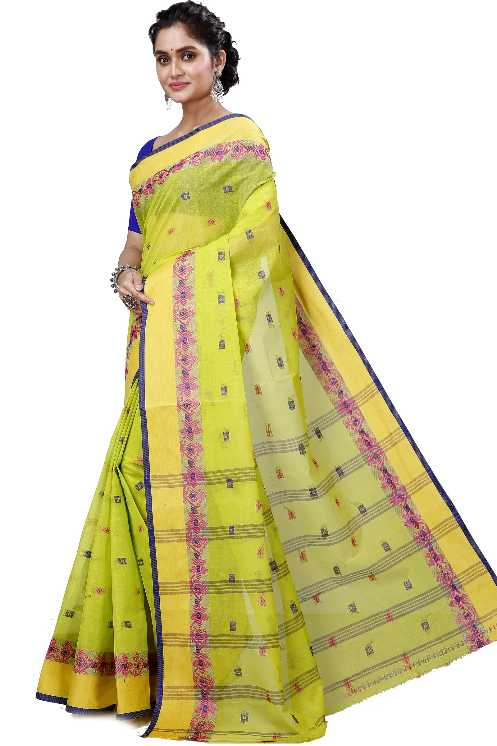 Olive Green Pure Cotton Ramala Tant Saree (959)