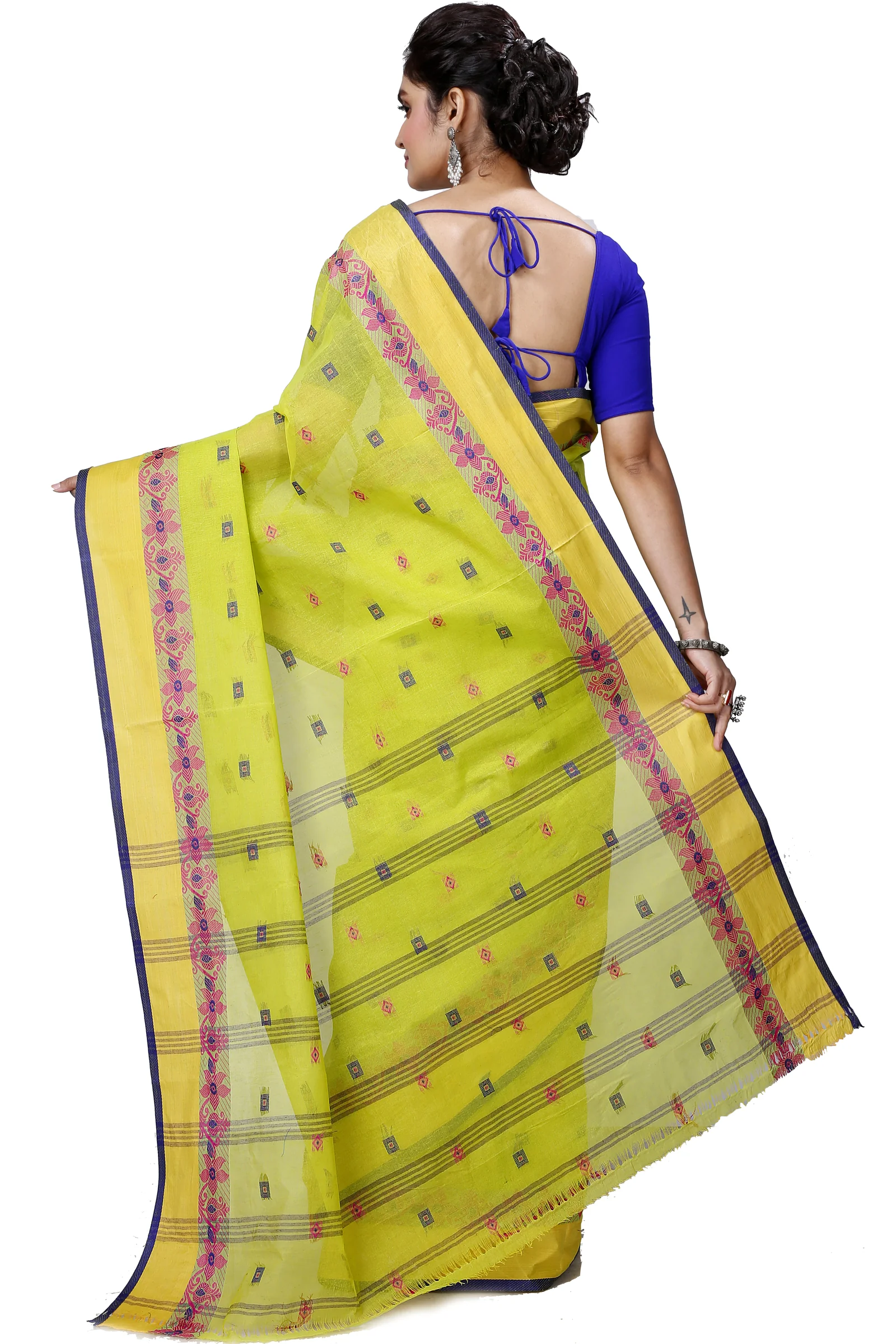Olive Green Pure Cotton Ramala Tant Saree (959)