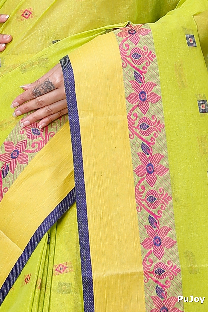 Olive Green Pure Cotton Ramala Tant Saree (959)