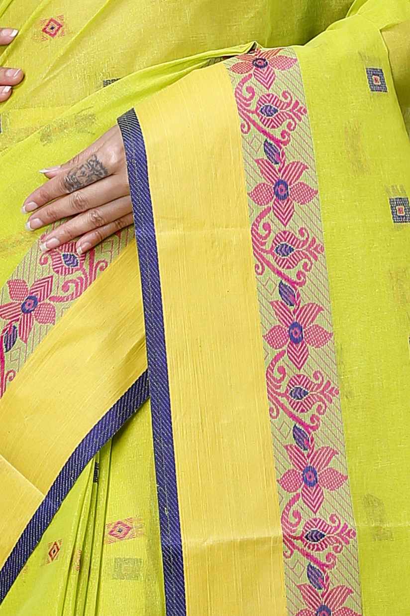 Olive Green Pure Cotton Ramala Tant Saree (959)