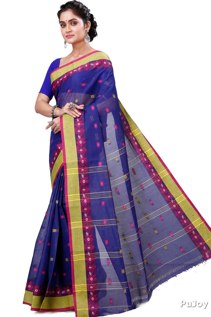 Naby Blue Pure Cotton Ramala Tant Saree (960)