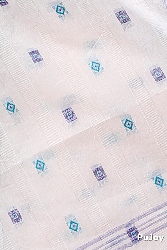 White Pure Cotton Ramala Tant Saree (961)