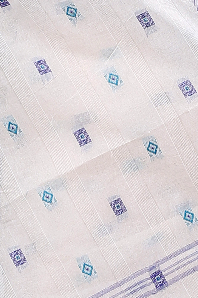 White Pure Cotton Ramala Tant Saree (961)