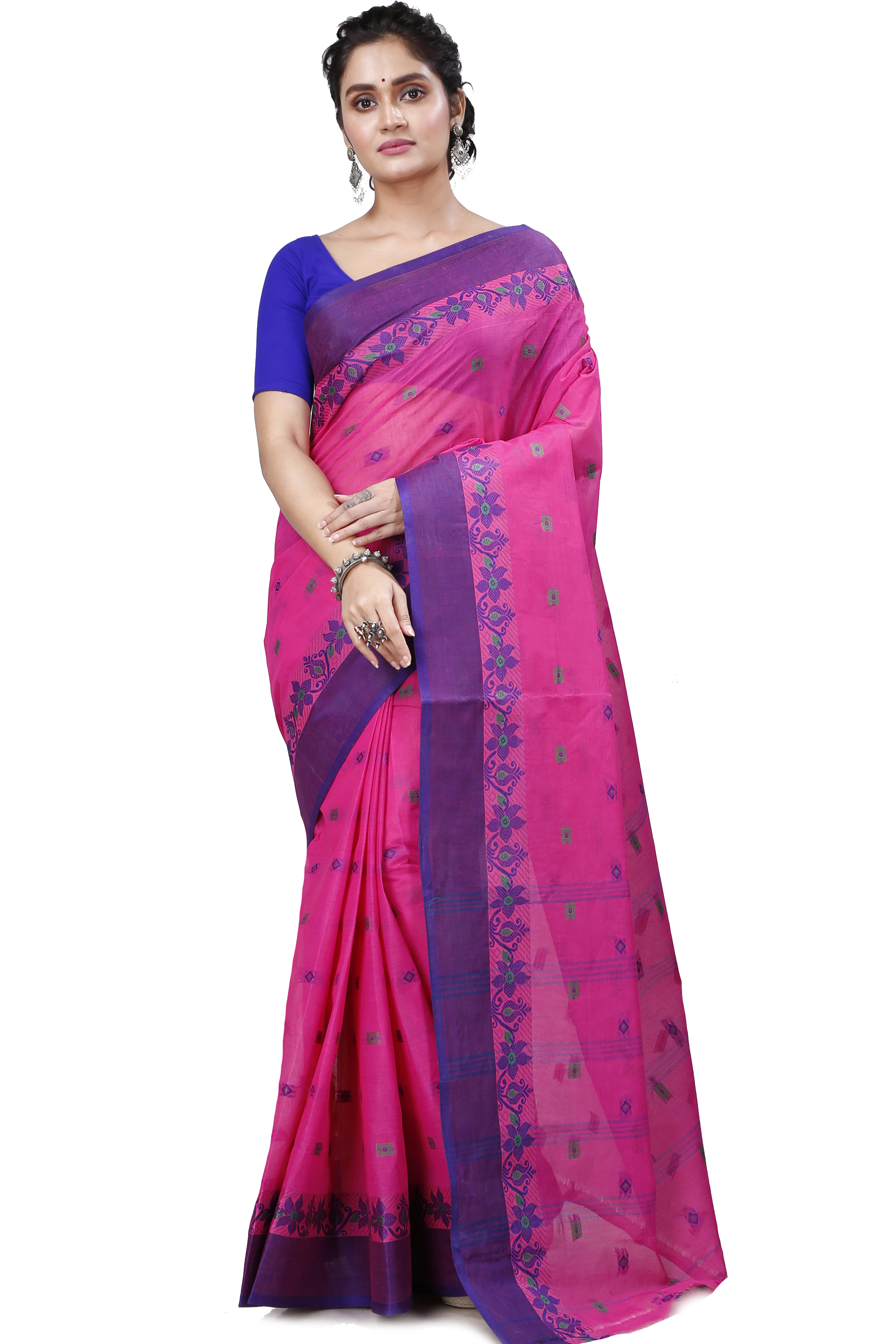 Purple Pure Cotton Ramala Tant Saree (962)
