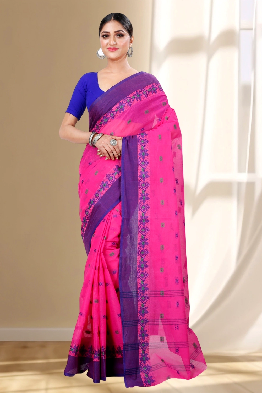 Purple Pure Cotton Ramala Tant Saree (962)