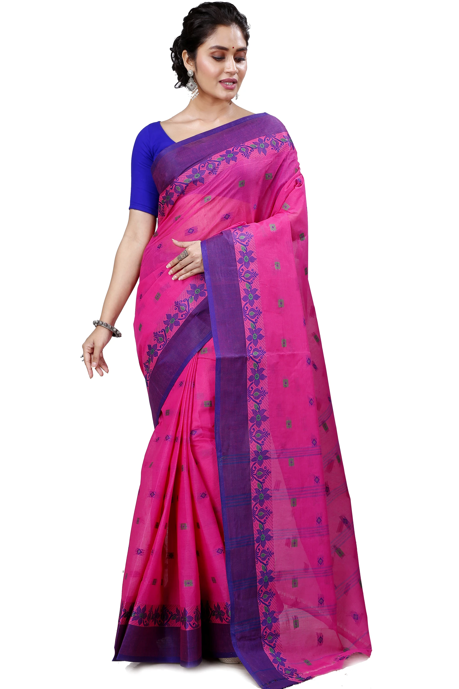 Purple Pure Cotton Ramala Tant Saree (962)