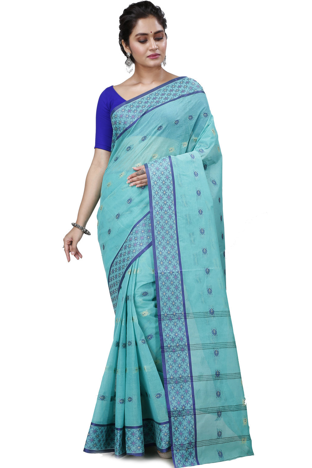 See Green Pure Cotton Reese Tant Saree (968)