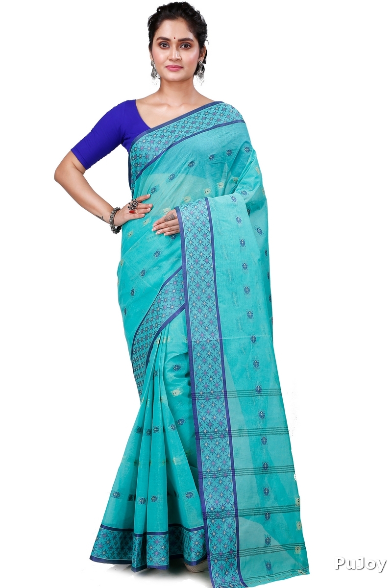 See Green Pure Cotton Reese Tant Saree (968)