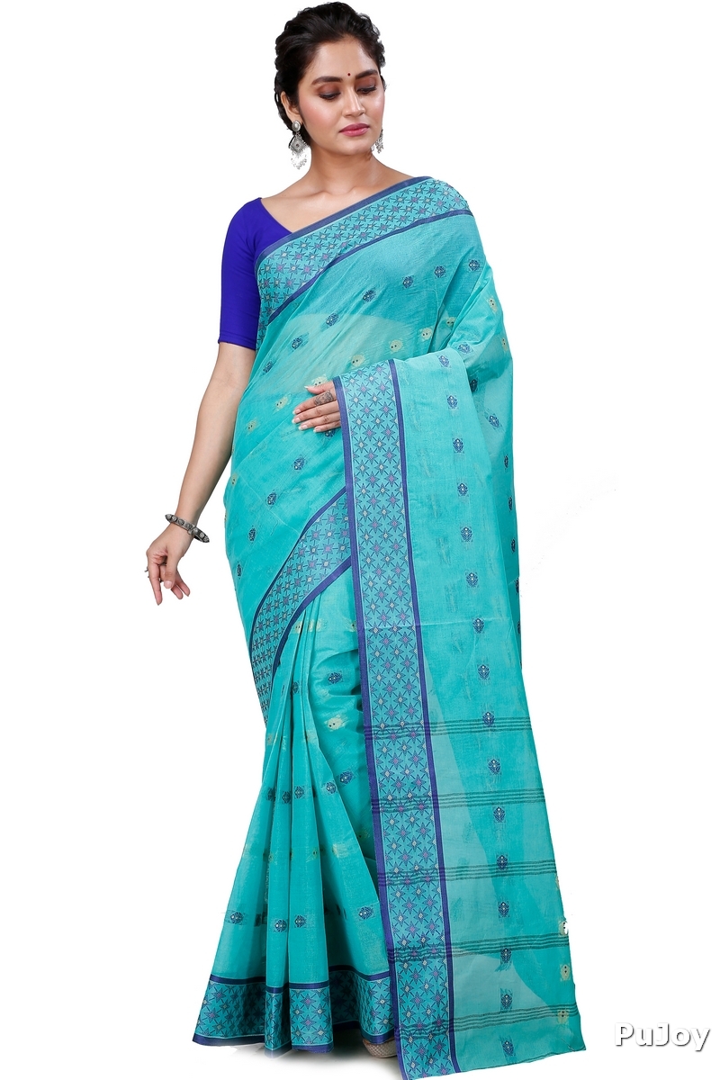 See Green Pure Cotton Reese Tant Saree (968)