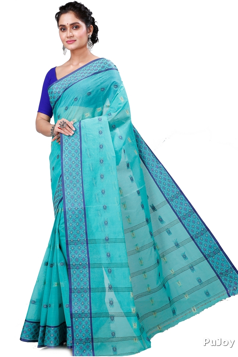 See Green Pure Cotton Reese Tant Saree (968)