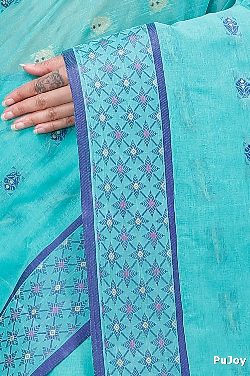 See Green Pure Cotton Reese Tant Saree (968)