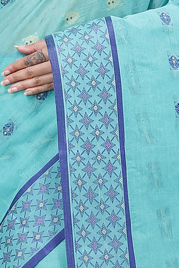 See Green Pure Cotton Reese Tant Saree (968)