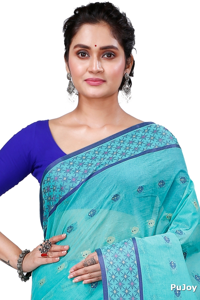 See Green Pure Cotton Reese Tant Saree (968)