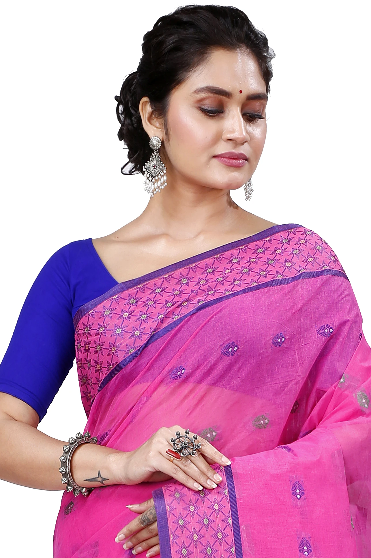 Pink Pure Cotton Reese Tant Saree (969)