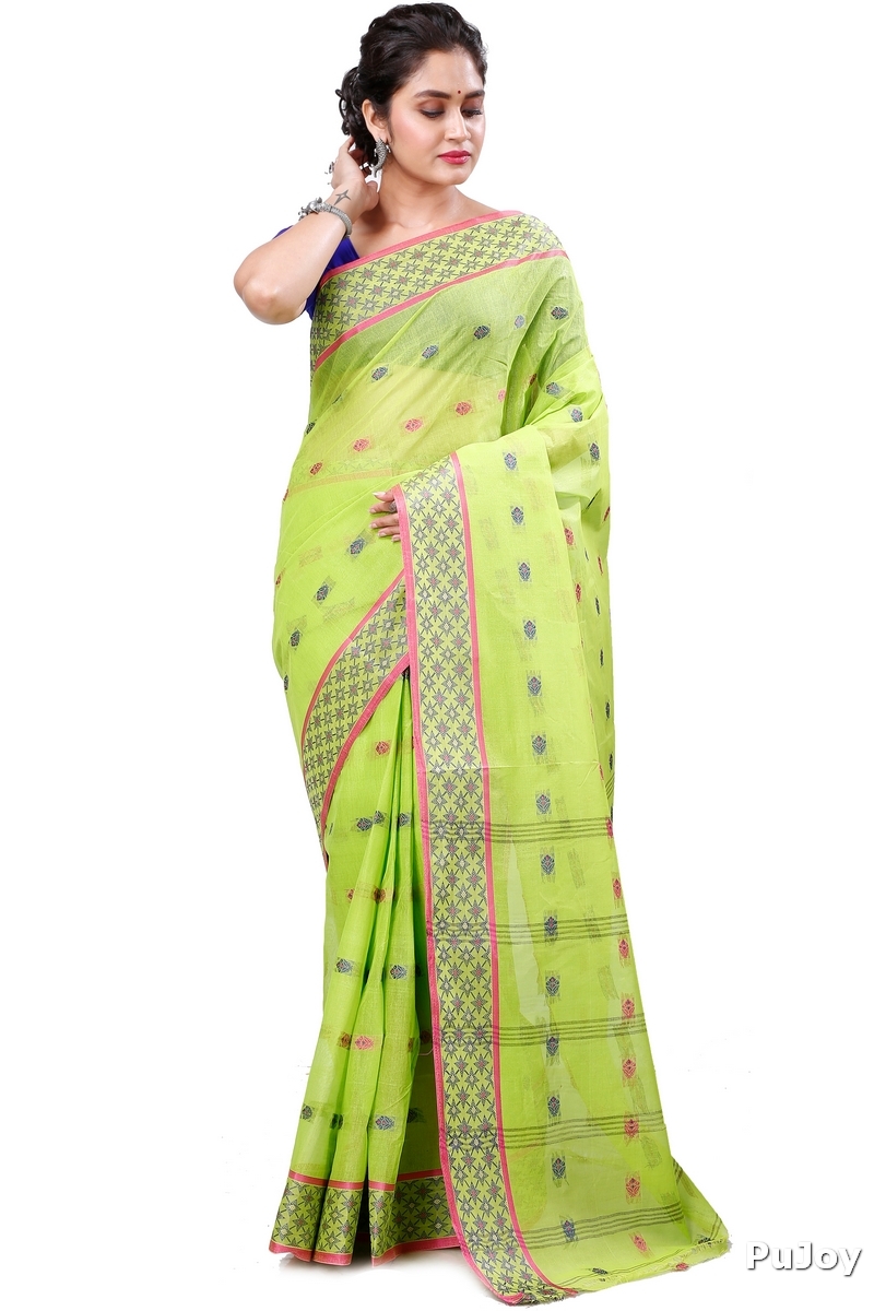 Olive Green Pure Cotton Reese Tant Saree (970)