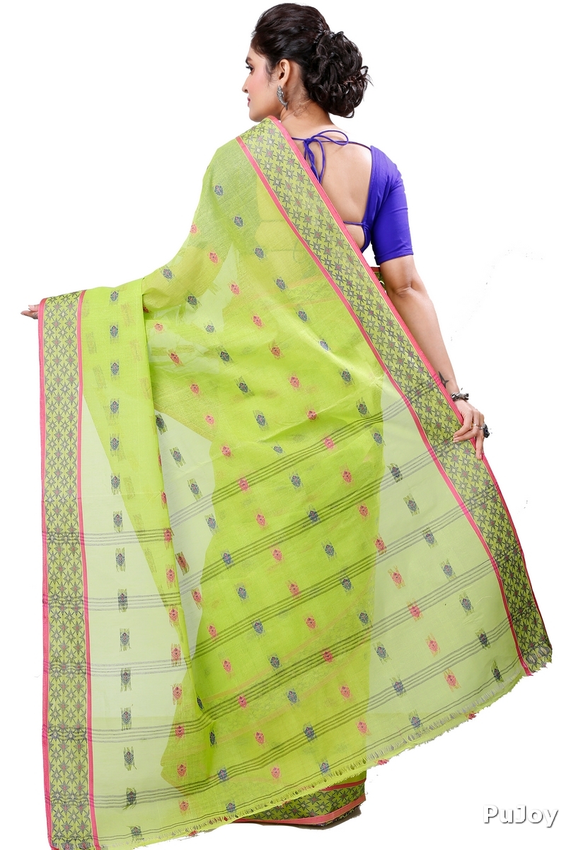 Olive Green Pure Cotton Reese Tant Saree (970)