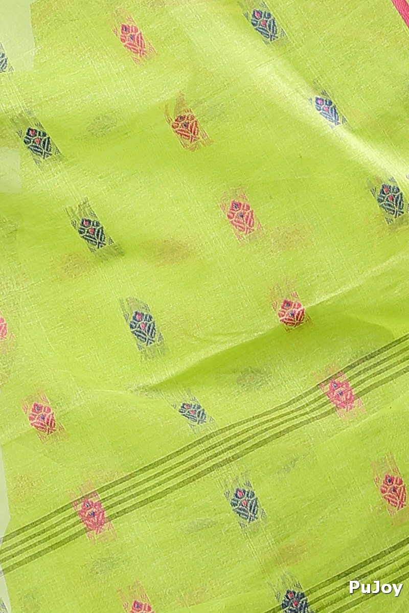 Olive Green Pure Cotton Reese Tant Saree (970)
