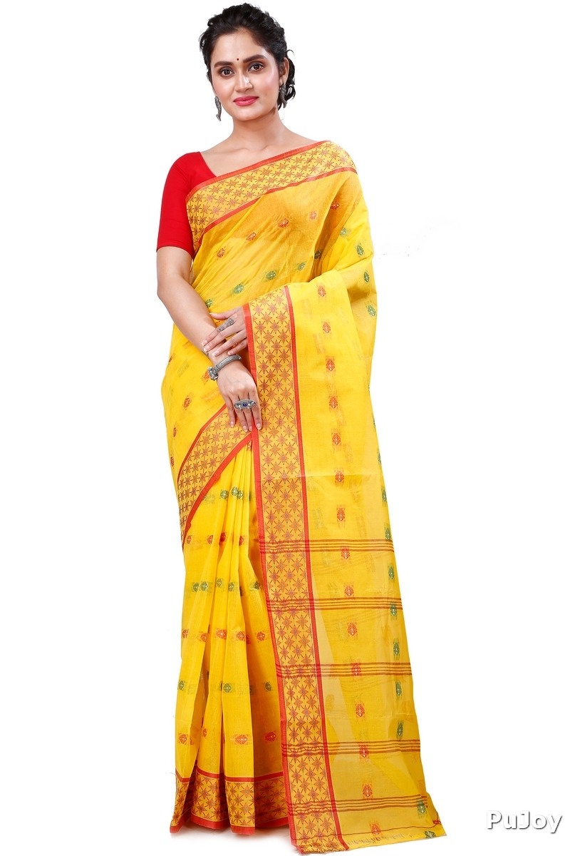 Yellow Pure Cotton Reese Tant Saree (971)