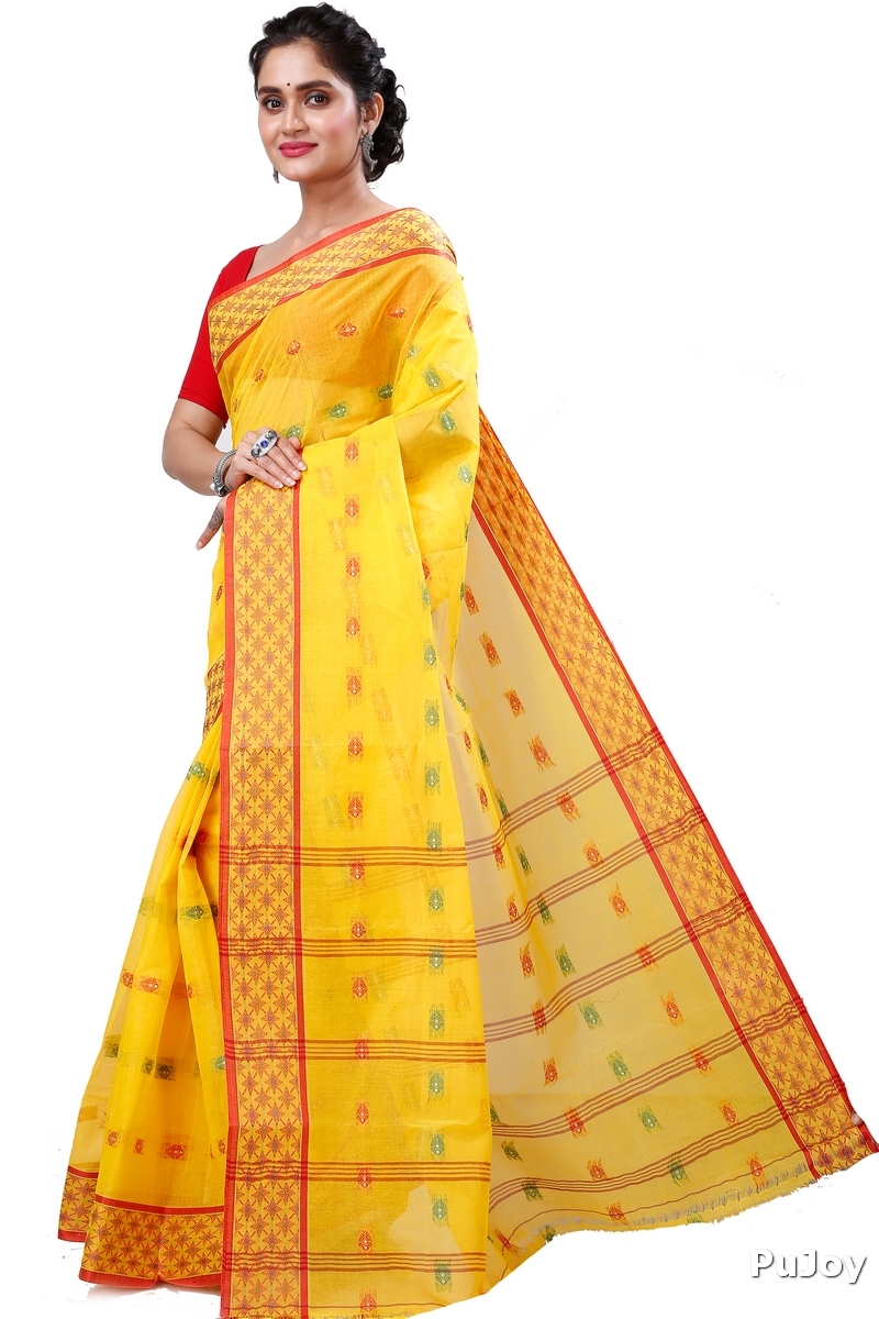 Yellow Pure Cotton Reese Tant Saree (971)