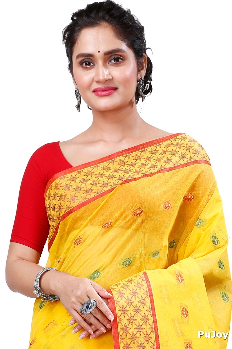 Yellow Pure Cotton Reese Tant Saree (971)
