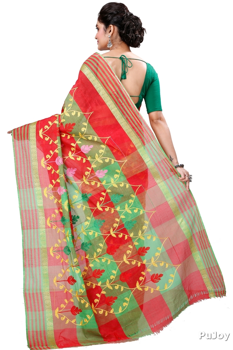Red Pure Cotton Rosalie Tant Embroidery (972)